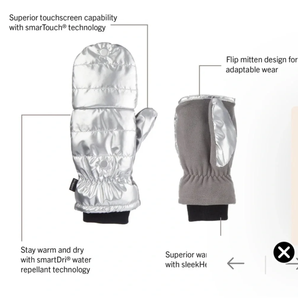 Isotoner Metallic Black Convertible Winter Mittens - Picture 8 of 10